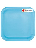 14 assiettes bleu carré 22.2 cm