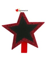 Ardoise Etoile pailletée sur pince rouge 4pcs Ardoise Etoile pailletée sur pince rouge 4pcs