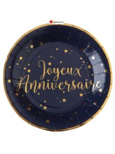 Assiette Joyeux Anniversaire - Bleu - 10 pièces Assiette Joyeux Anniversaire - Bleu - 10 pièces