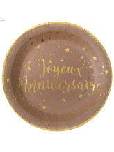 Assiette Joyeux Anniversaire - Kraft - 10 pièces Assiette Joyeux Anniversaire - Kraft - 10 pièces
