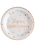 Assiette Joyeux Anniversaire - Rose Gold - 10 pièces