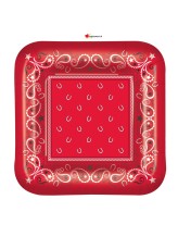 Assiettes bandana rouge - 23cm - 8 pièces Assiettes bandana rouge - 23cm - 8 pièces