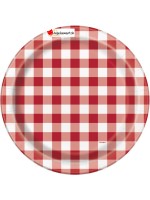 Red and white checkered plates - 22cm - 8 pieces