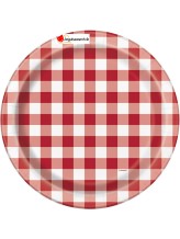 Assiettes à carreaux rouges et blancs - 22cm - 8 pièces Assiettes à carreaux rouges et blancs - 22cm - 8 pièces
