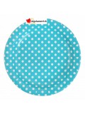 Assiettes carton à pois turquoise