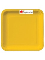 Assiettes jaunes carré -14 pièces