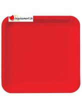 Assiettes rouge carré -14 pièces