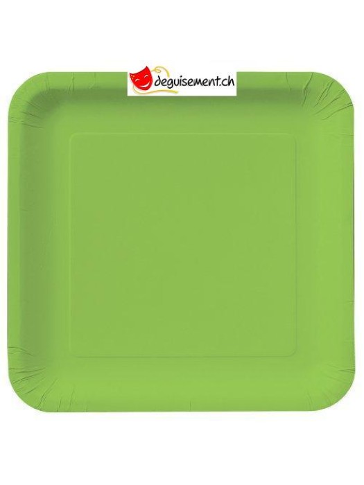 Assiettes vert carré -14 pièces