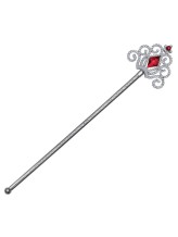 Silberner Zauberstab mit rotem Schmuck