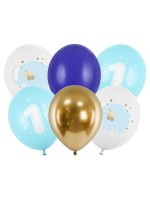 First birthday blue balloons - 30cm - 6 pieces