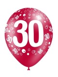 Ballons chiffre 30 - 8 pièces - couleurs assorties