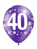 Ballons chiffre 40 - 8 pièces - couleurs assorties
