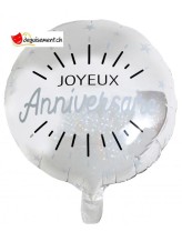 Alu-Ballon Glitzernder Anniversaire - Silber Alu-Ballon Glitzernder Anniversaire - Silber
