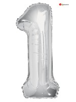 Aluminium foil balloon number 1 silver - 86cm