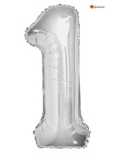Aluminium foil balloon number 1 silver - 86cm Aluminium foil balloon number 1 silver - 86cm