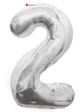 Ballon alu argent chiffre 2 - 86 cm Ballon alu argent chiffre 2 - 86 cm