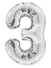 Ballon alu argent chiffre 3 - 86 cm Ballon alu argent chiffre 3 - 86 cm