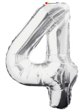 Ballon alu argent chiffre 4 - 86 cm Ballon alu argent chiffre 4 - 86 cm