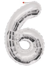 Ballon alu argent chiffre 6 - 86 cm Ballon alu argent chiffre 6 - 86 cm