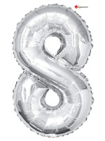 Aluminium foil balloon number 8 silver - 86cm