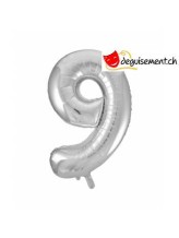 Ballon alu argent chiffre 9 - 86 cm Ballon alu argent chiffre 9 - 86 cm