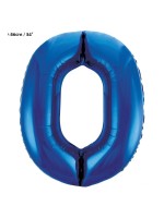 Ballon alu bleu chiffre 0 - 86 cm