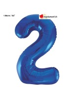 Ballon alu bleu chiffre 2 - 86 cm