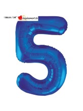 Ballon alu bleu chiffre 5 - 86 cm Ballon alu bleu chiffre 5 - 86 cm