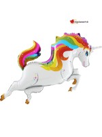 Aluminum balloon with rainbow unicorn body