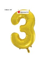 Ballon alu doré chiffre 3 - 86 cm