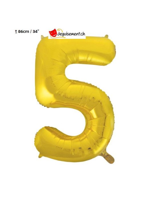Ballon alu doré chiffre 5 - 86 cm
