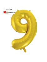 Ballon alu doré chiffre 9 - 86 cm