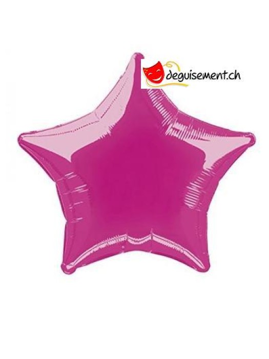 Ballon alu étoile fuchsia - 50cm
