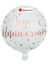 Alu-Ballon mit joyeux anniversaire rund - roségold 45cm Alu-Ballon mit joyeux anniversaire rund - roségold 45cm