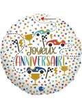 Ballon alu Joyeux Anniversaire - Voitures - 45cm