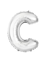 Silver aluminum balloon letter C - 86 cm