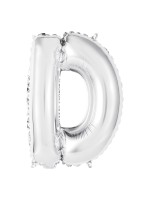 Silver aluminum balloon letter D - 86 cm