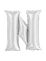 Silver aluminum balloon letter N - 86 cm