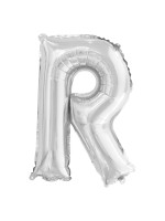 Silberner Aluminium-Ballon Buchstabe R - 86 cm