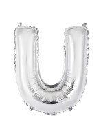Silver aluminum balloon letter U - 86 cm