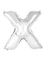 Silver aluminum balloon letter X - 86 cm