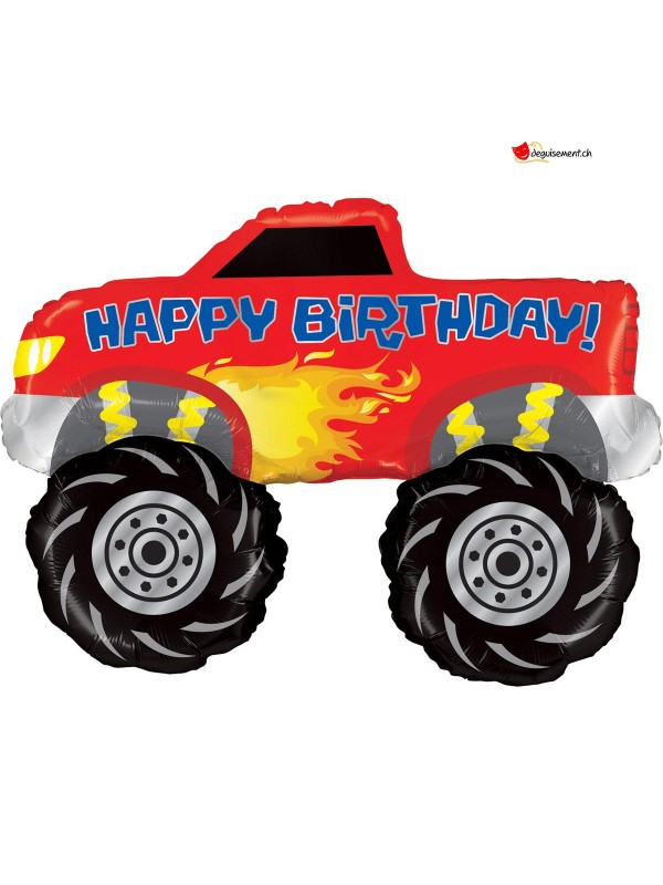 Ballon alu Monster Truck Happy Birthday - 102cm