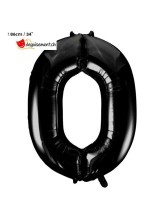Ballon alu noir chiffre 0 - 86 cm Ballon alu noir chiffre 0 - 86 cm