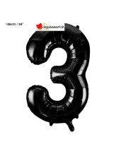 Ballon alu noir chiffre 3 - 86 cm Ballon alu noir chiffre 3 - 86 cm