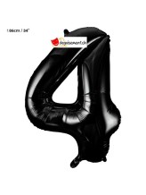 Ballon alu noir chiffre 4 - 86 cm Ballon alu noir chiffre 4 - 86 cm