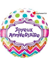 Ballon alu rond joyeux anniversaire 46cm Ballon alu rond joyeux anniversaire 46cm