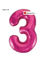 Ballon alu rose chiffre 3 - 86 cm Ballon alu rose chiffre 3 - 86 cm