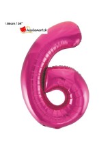 Ballon alu rose chiffre 6 - 86 cm Ballon alu rose chiffre 6 - 86 cm