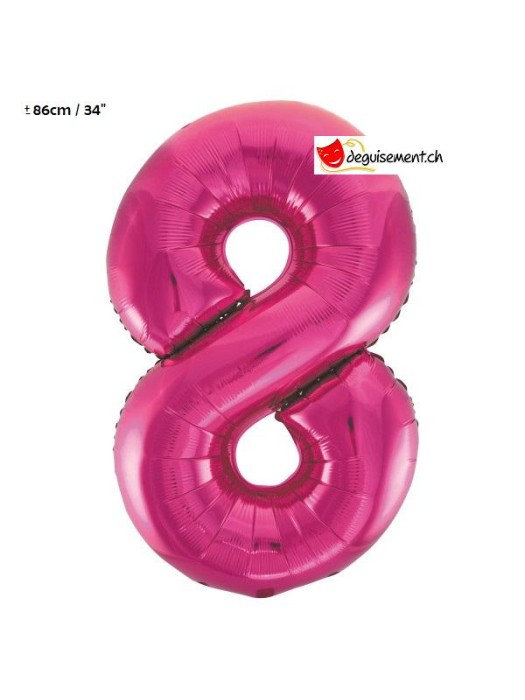 Ballon alu rose chiffre 8 - 86 cm