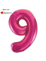 Ballon alu rose chiffre 9 - 86 cm